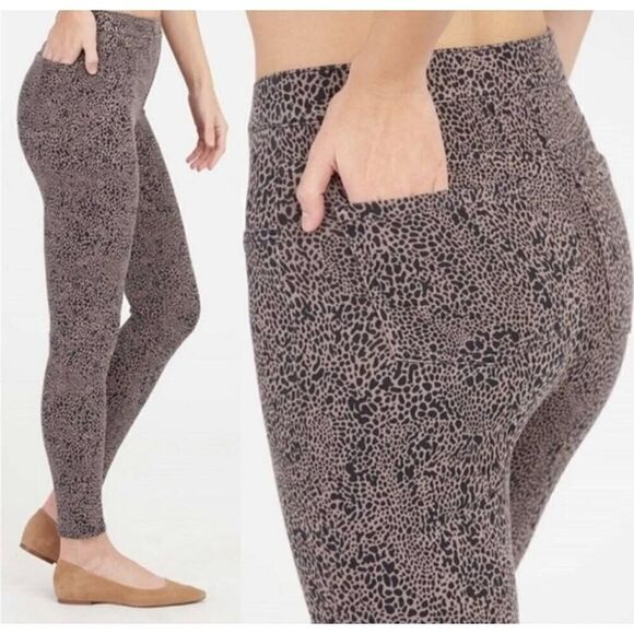 SPANX Jean-ish Ankle Leggings Desert Dot Animal Leopard Cheetah Print Size Large - Picture 1 of 5